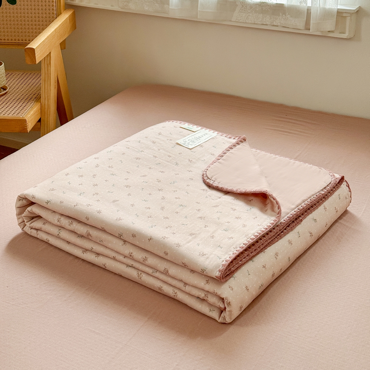 91家纺网 家纺一手货源 找家纺 雯雨家纺 2026新款全棉双层纱新疆棉花夏被空调被被子被芯 叶香