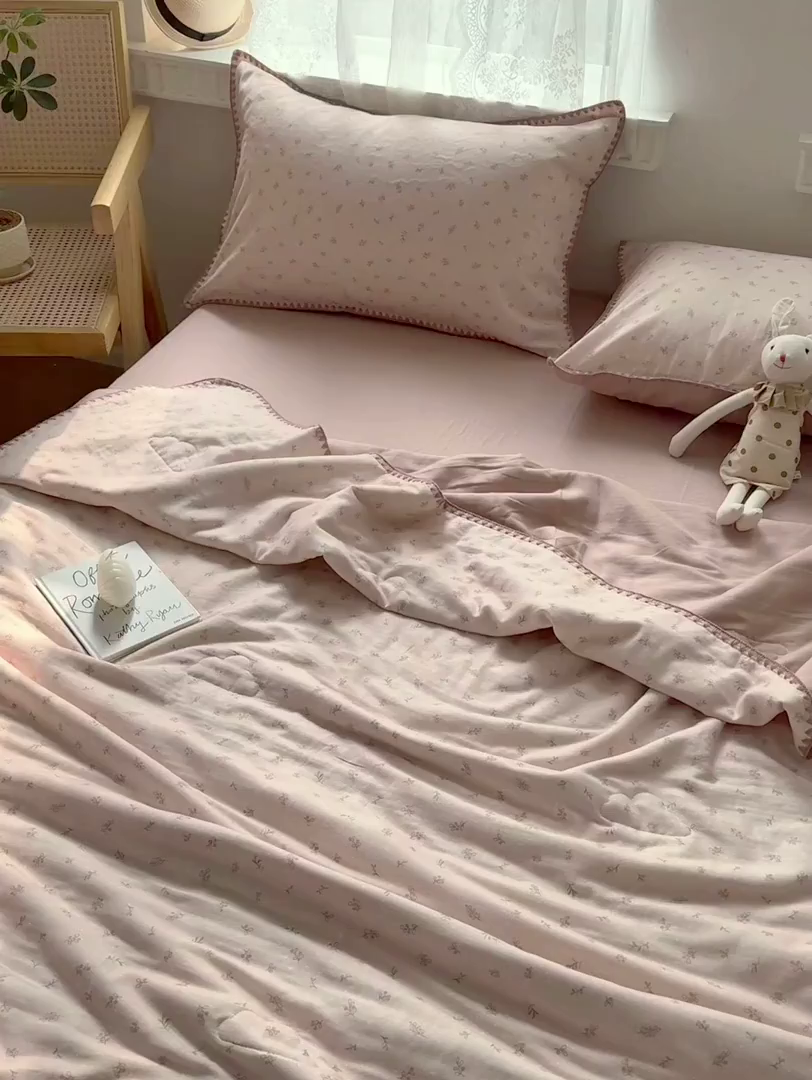 91家纺网 家纺一手货源 找家纺 雯雨家纺 2026新款全棉双层纱新疆棉花夏被空调被被子被芯 叶香