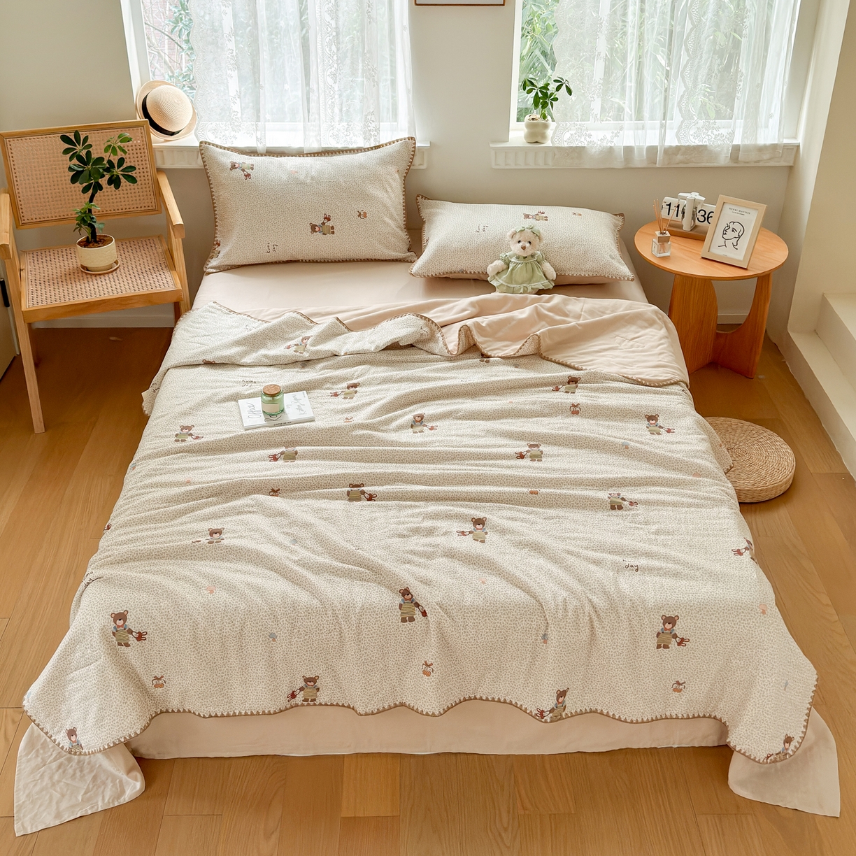 91家纺网 家纺一手货源 找家纺 雯雨家纺 2026新款全棉双层纱新疆棉花夏被空调被被子被芯 朱迪熊-米