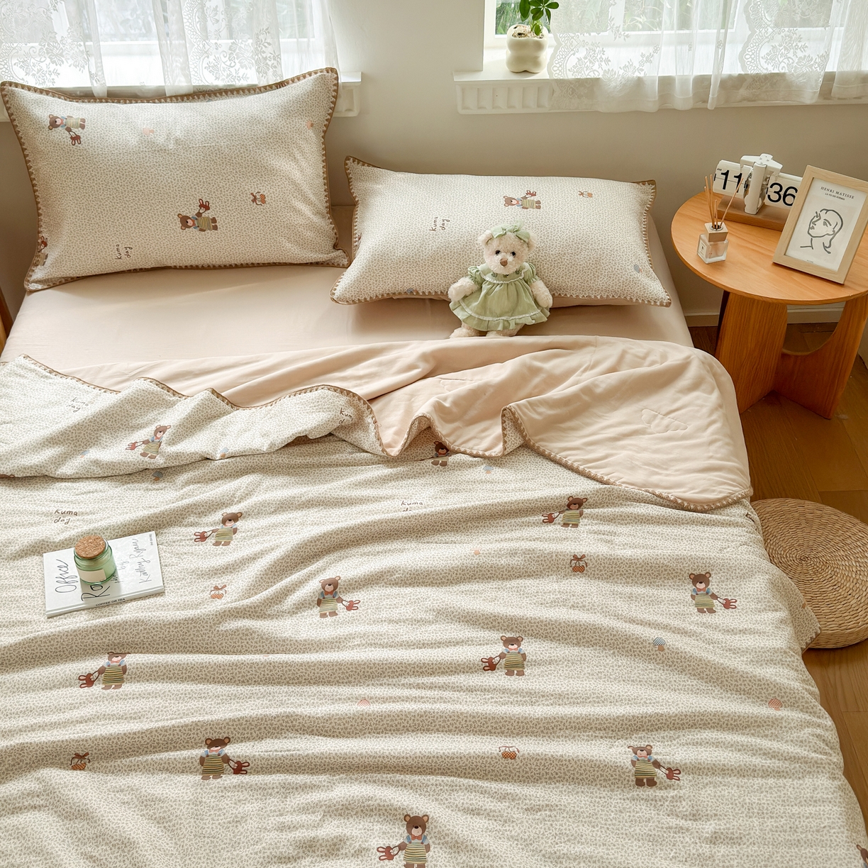 91家纺网 家纺一手货源 找家纺 雯雨家纺 2026新款全棉双层纱新疆棉花夏被空调被被子被芯 朱迪熊-米