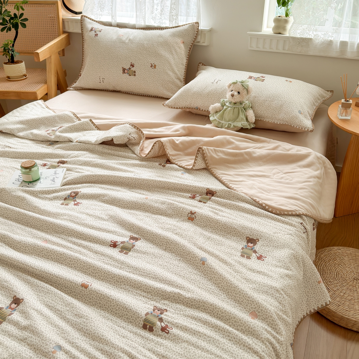 91家纺网 家纺一手货源 找家纺 雯雨家纺 2026新款全棉双层纱新疆棉花夏被空调被被子被芯 朱迪熊-米