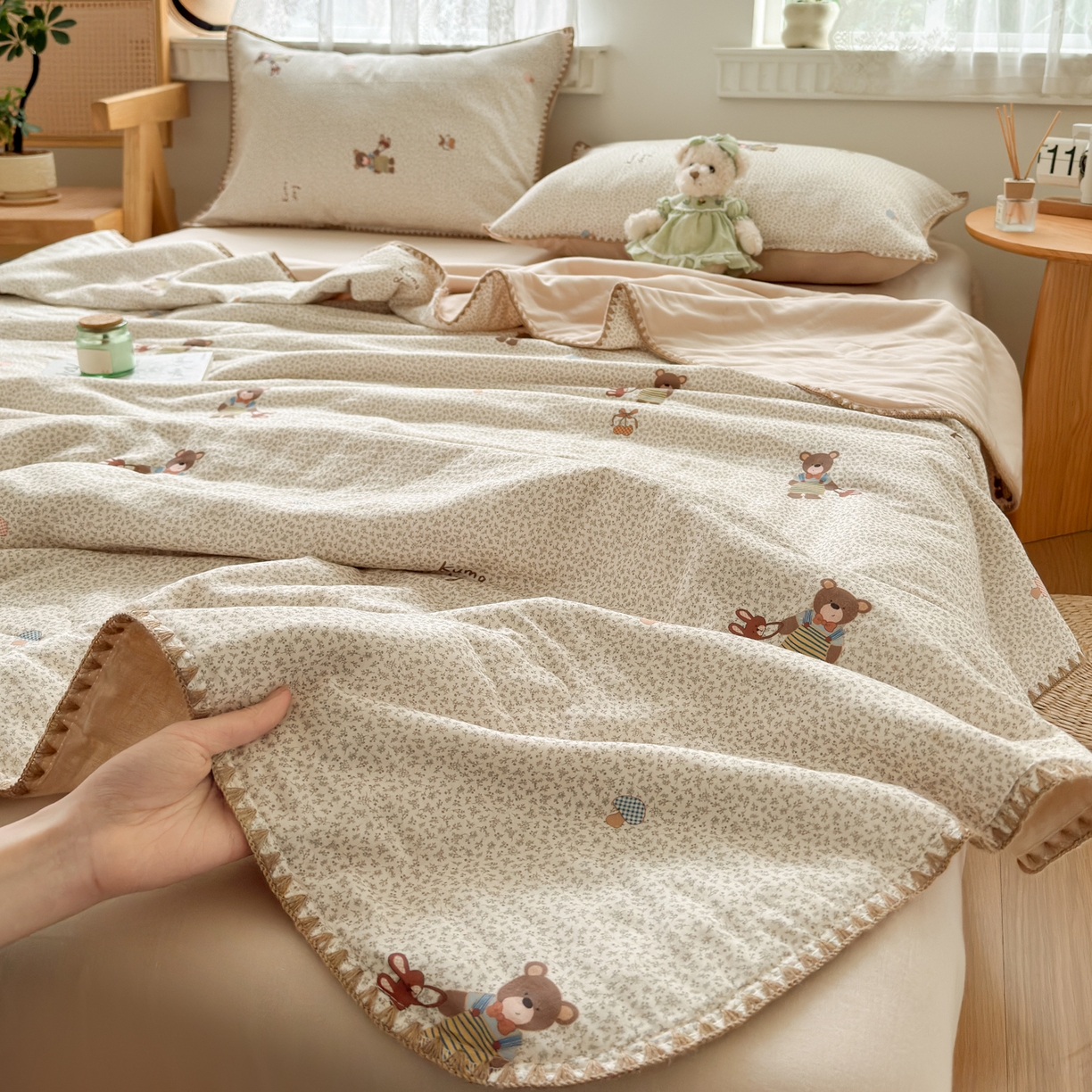 91家纺网 家纺一手货源 找家纺 雯雨家纺 2026新款全棉双层纱新疆棉花夏被空调被被子被芯 朱迪熊-米