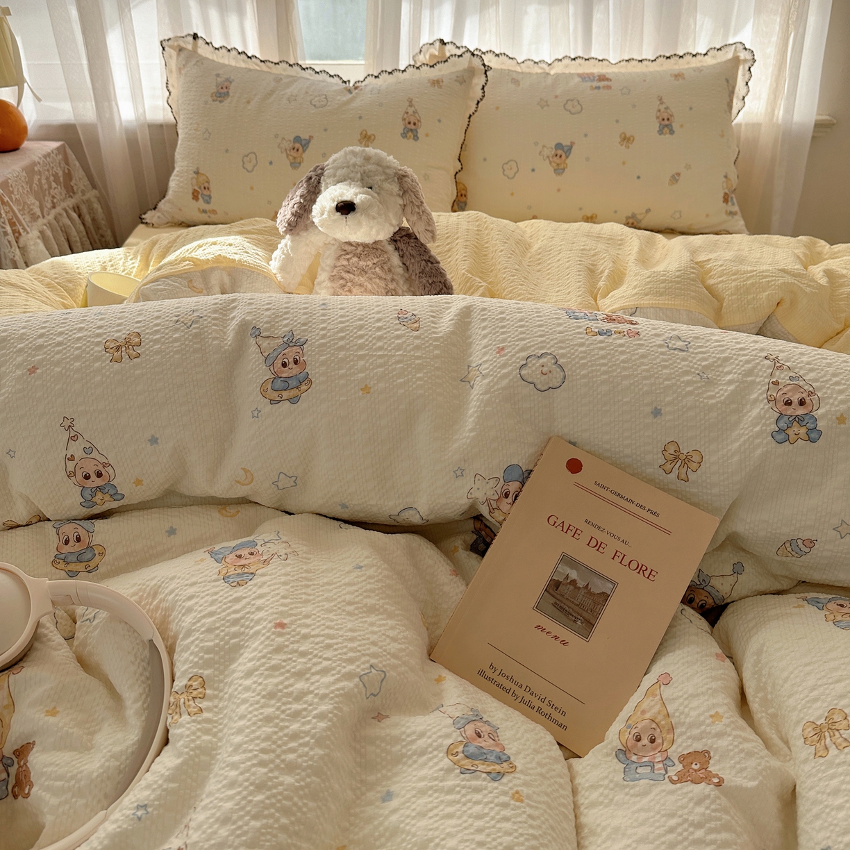 91家纺网 家纺一手货源 找家纺 凯洛奇 2026新款高品质A类泡芙纱甜栗花边套件系列一小红书推荐 星梦乐园