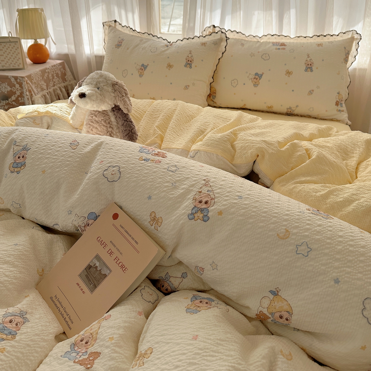 91家纺网 家纺一手货源 找家纺 凯洛奇 2026新款高品质A类泡芙纱甜栗花边套件系列一小红书推荐 星梦乐园