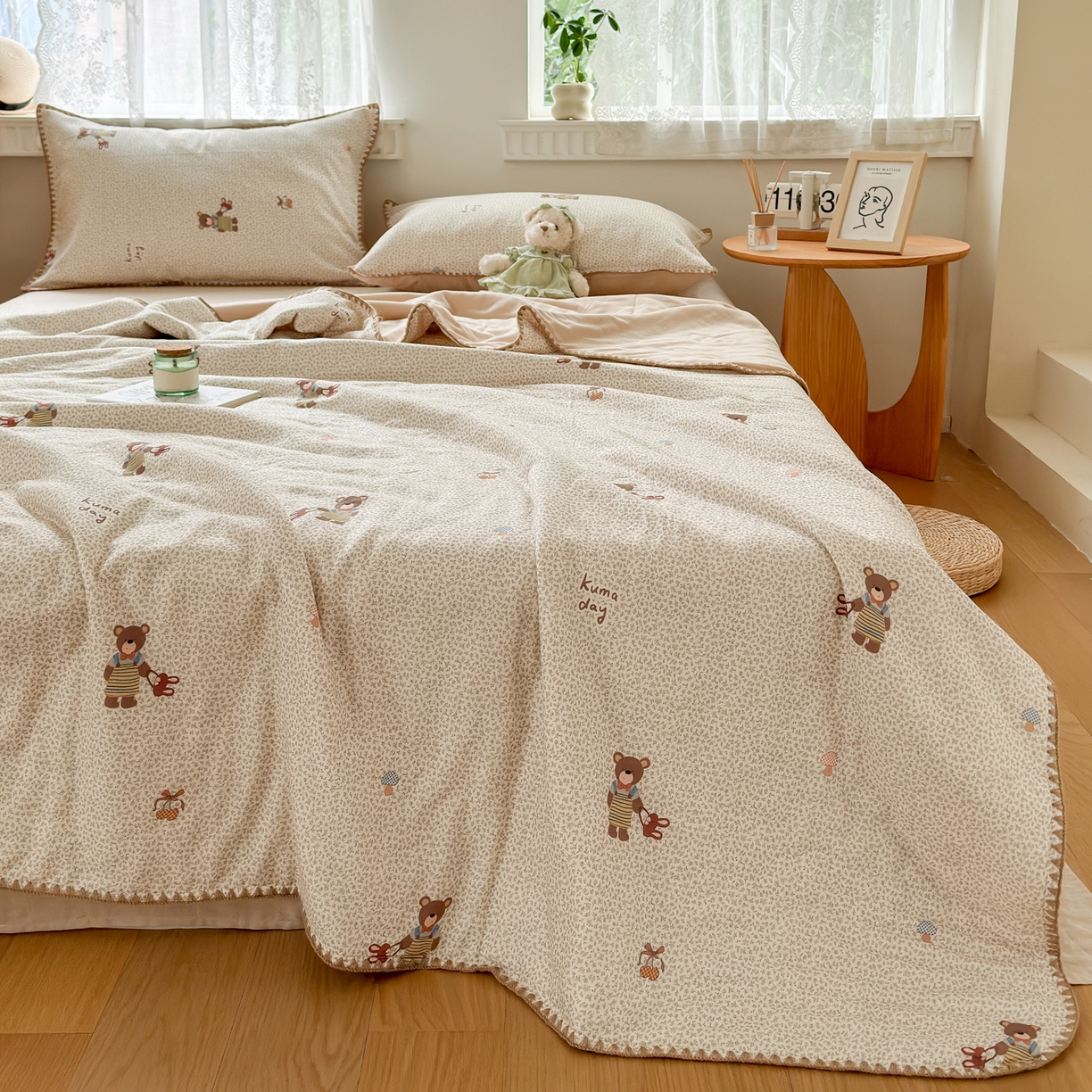 91家纺网 家纺一手货源 找家纺 雯雨家纺 2026新款全棉双层纱新疆棉花夏被空调被被子被芯 朱迪熊-米