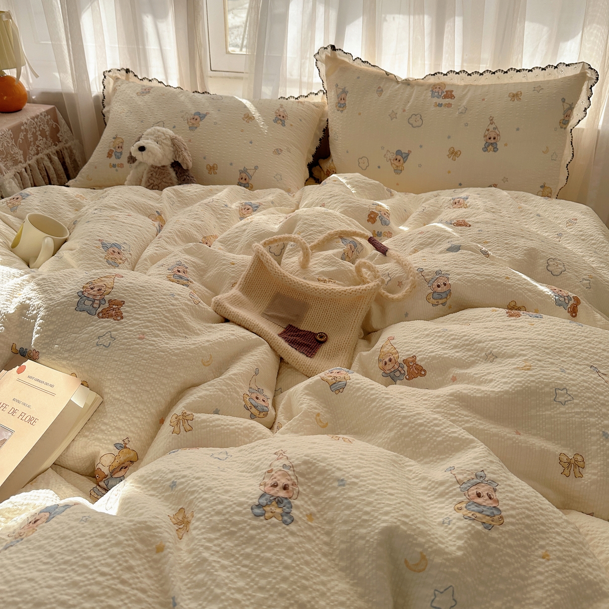 91家纺网 家纺一手货源 找家纺 凯洛奇 2026新款高品质A类泡芙纱甜栗花边套件系列一小红书推荐 星梦乐园