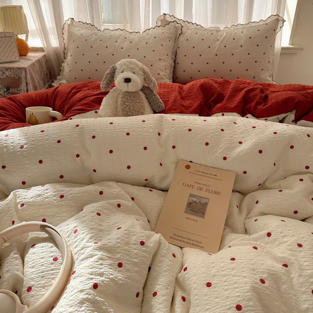 91家纺网 家纺一手货源 找家纺 （总）凯洛奇 2026新款高品质A类泡芙纱甜栗花边套件系列一小红书推荐