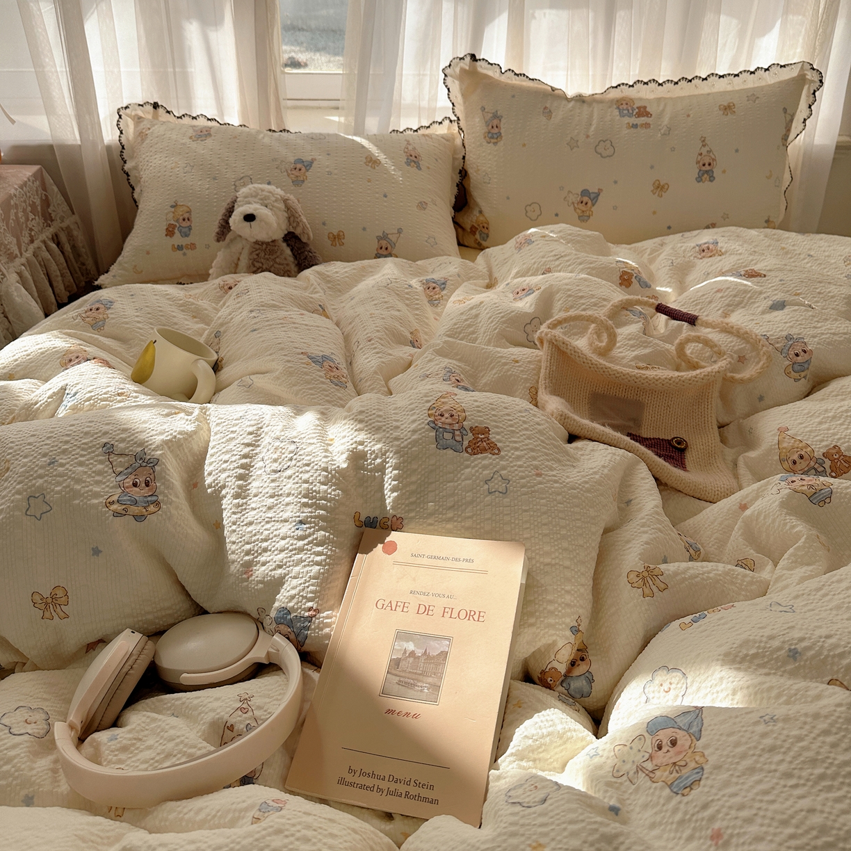 91家纺网 家纺一手货源 找家纺 凯洛奇 2026新款高品质A类泡芙纱甜栗花边套件系列一小红书推荐 星梦乐园