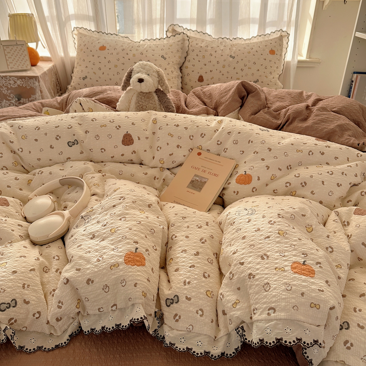 凯洛奇 2026新款高品质A类泡芙纱甜栗花边套件系列一小红书推荐 软萌南瓜派