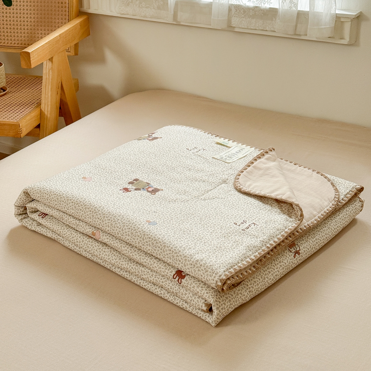 91家纺网 家纺一手货源 找家纺 雯雨家纺 2026新款全棉双层纱新疆棉花夏被空调被被子被芯 朱迪熊-米