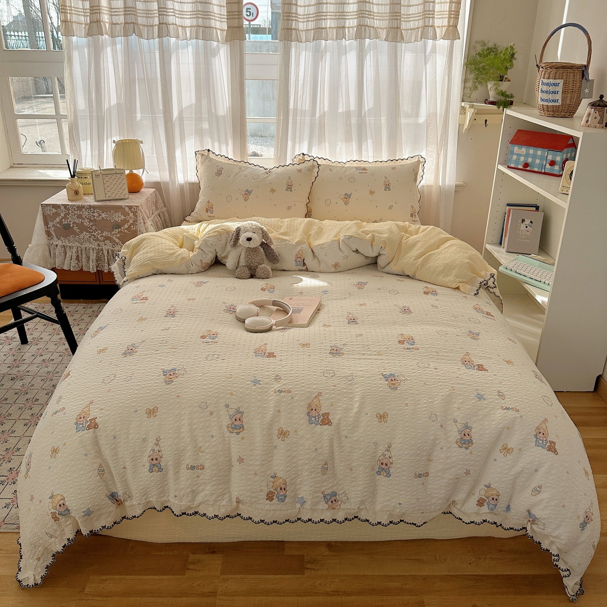 91家纺网 家纺一手货源 找家纺 凯洛奇 2026新款高品质A类泡芙纱甜栗花边套件系列一小红书推荐 星梦乐园