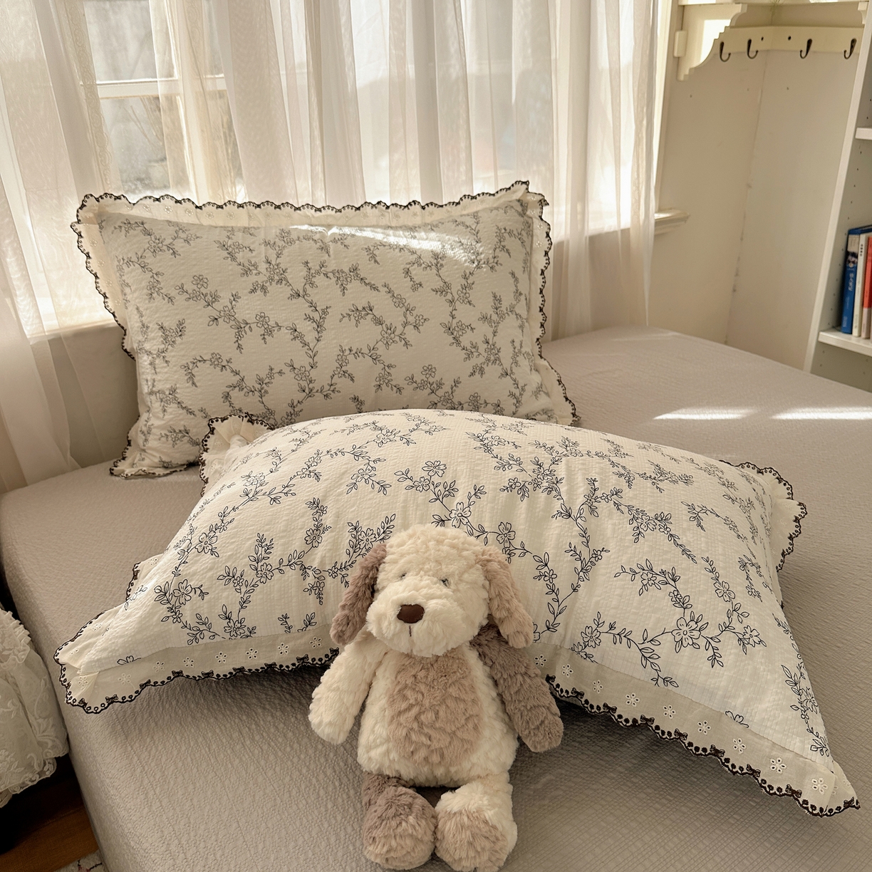 91家纺网 家纺一手货源 找家纺 凯洛奇 2026新款高品质A类泡芙纱甜栗花边套件系列一小红书推荐 奶芙枝蔓