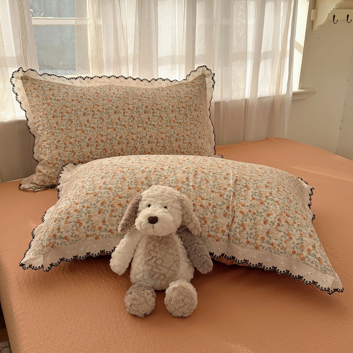 91家纺网 家纺一手货源 找家纺 凯洛奇 2026新款高品质A类泡芙纱甜栗花边套件系列一小红书推荐 蜜果小筑