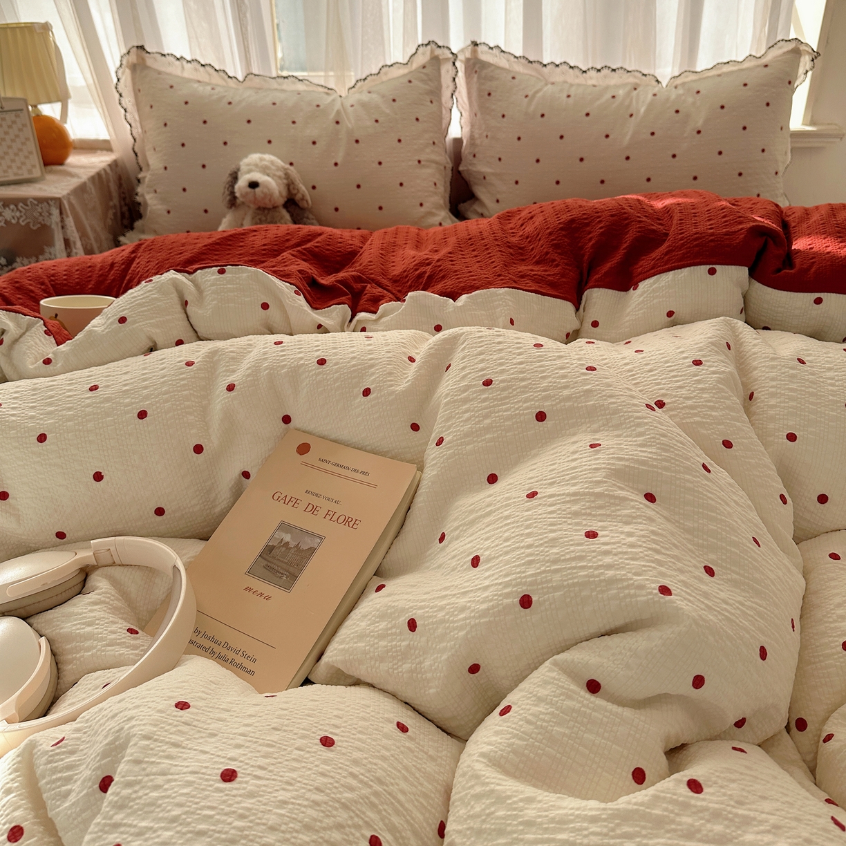 91家纺网 家纺一手货源 找家纺 （总）凯洛奇 2026新款高品质A类泡芙纱甜栗花边套件系列一小红书推荐