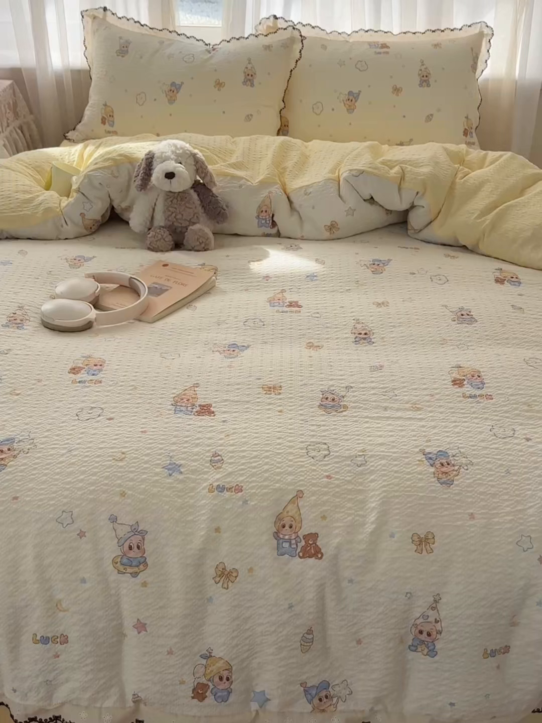 91家纺网 家纺一手货源 找家纺 凯洛奇 2026新款高品质A类泡芙纱甜栗花边套件系列一小红书推荐 星梦乐园