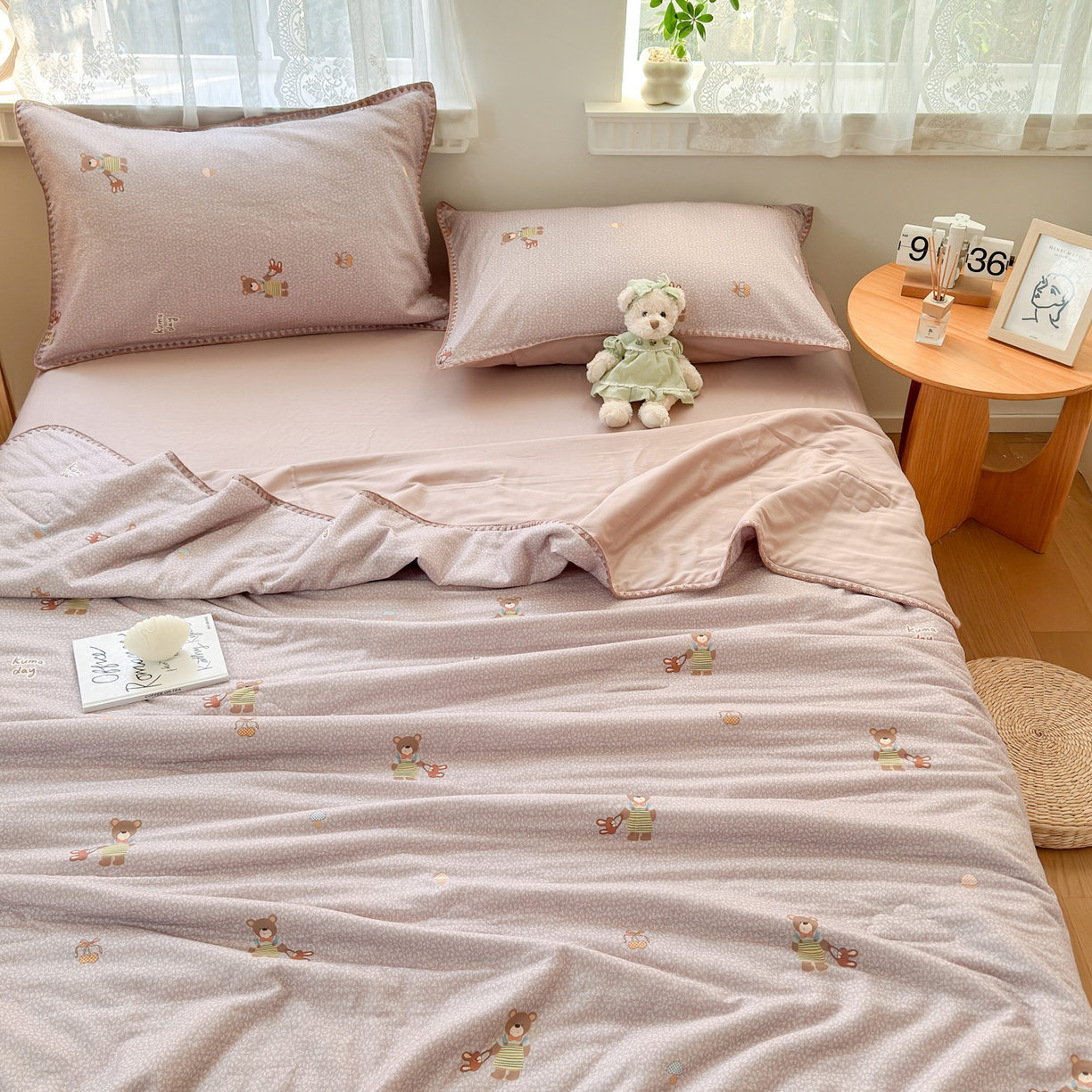 91家纺网 家纺一手货源 找家纺 雯雨家纺 2026新款全棉双层纱新疆棉花夏被空调被被子被芯 朱迪熊-紫