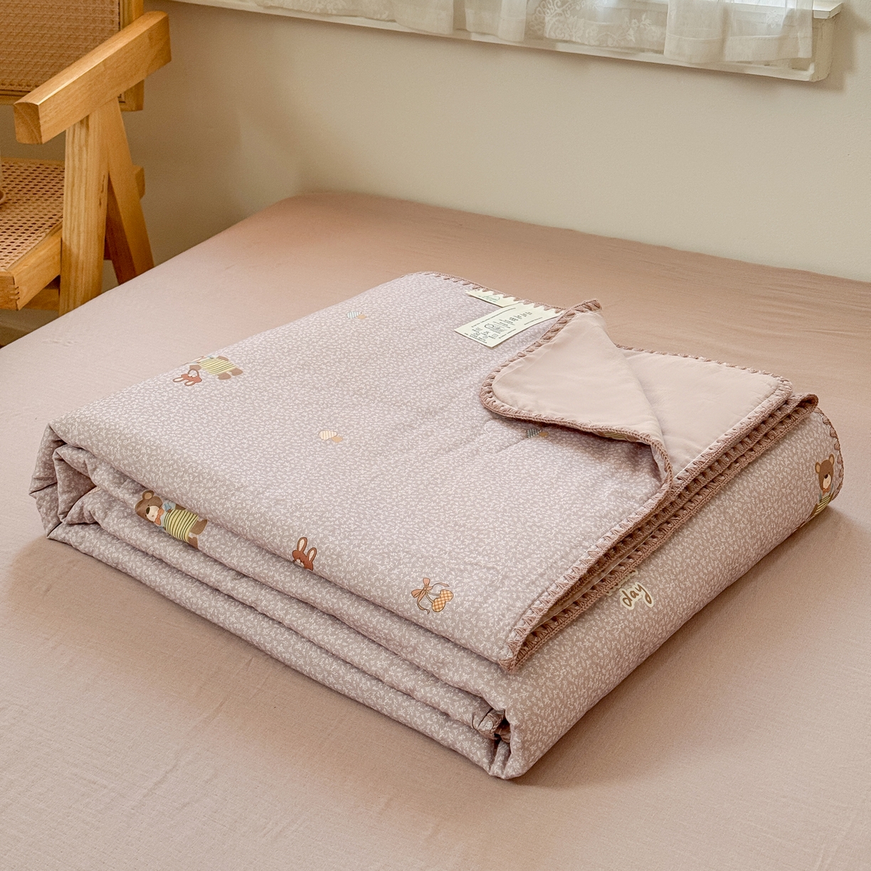 91家纺网 家纺一手货源 找家纺 雯雨家纺 2026新款全棉双层纱新疆棉花夏被空调被被子被芯 朱迪熊-紫