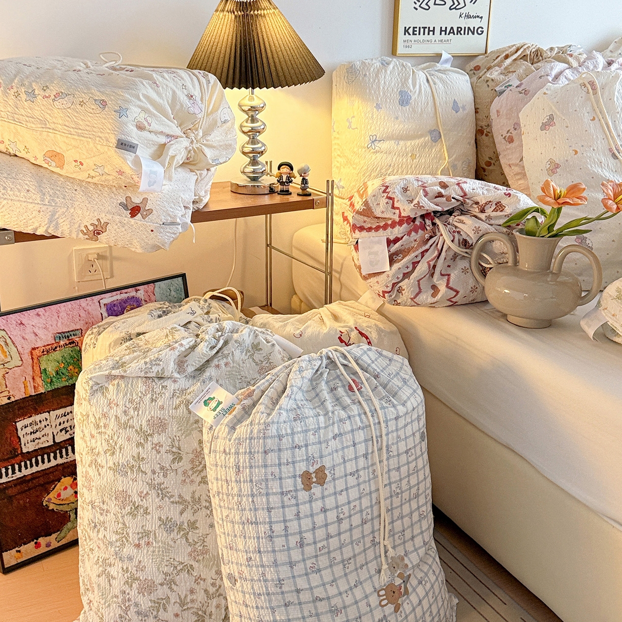 91家纺网 家纺一手货源 找家纺 富米莱（原臻工厂） 2026春夏新款云感泡芙棉复古法式花边床盖床裙被套夏凉被四件套一小红书推荐 组合图仅供展示不可下单