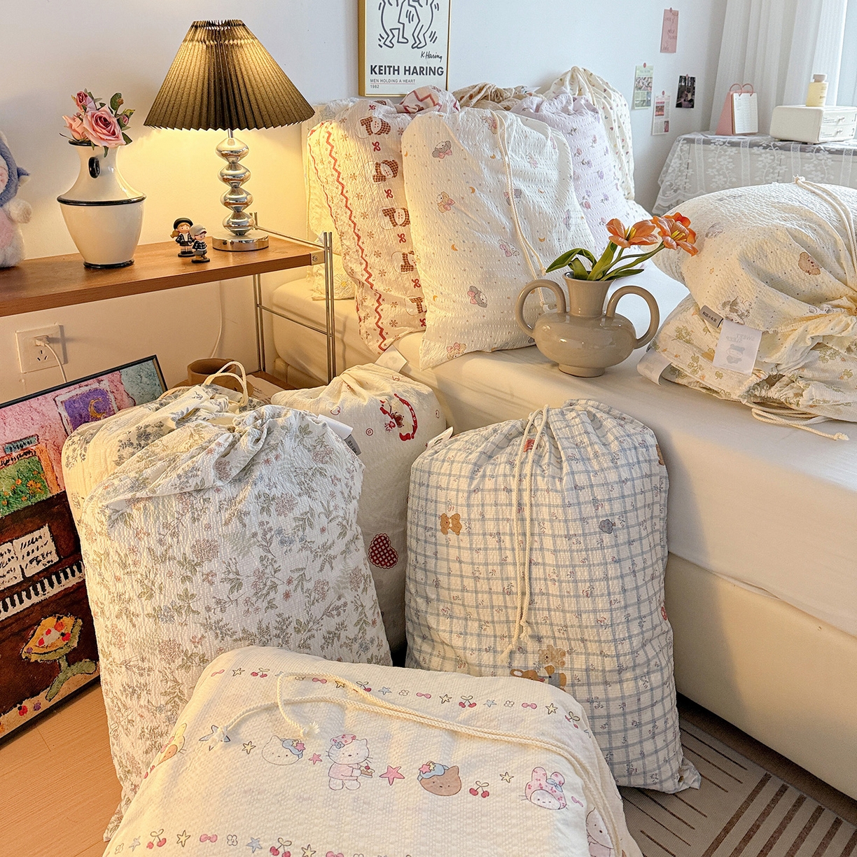 91家纺网 家纺一手货源 找家纺 富米莱（原臻工厂） 2026春夏新款云感泡芙棉复古法式花边床盖床裙被套夏凉被四件套一小红书推荐 组合图仅供展示不可下单