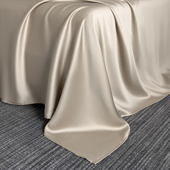 91家纺网 家纺一手货源 找家纺 慕梵家居 2026新款莱赛尔天丝纯色单床单床单单件 纱褐色