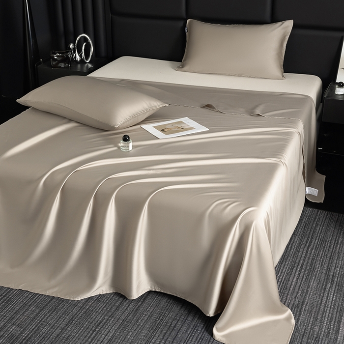 91家纺网 家纺一手货源 找家纺 慕梵家居 2026新款莱赛尔天丝纯色单床单床单单件 纱褐色