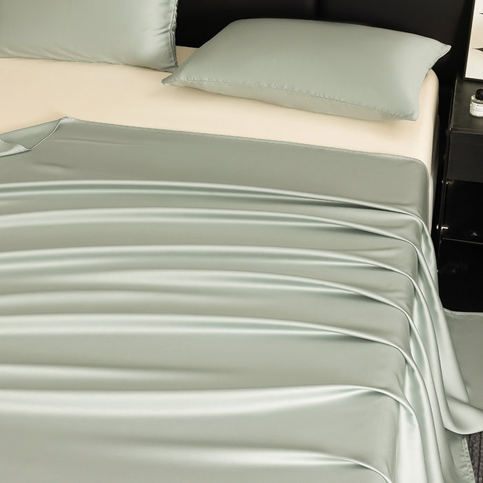 91家纺网 家纺一手货源 找家纺 慕梵家居 2026新款莱赛尔天丝纯色单床单床单单件 纱叶绿