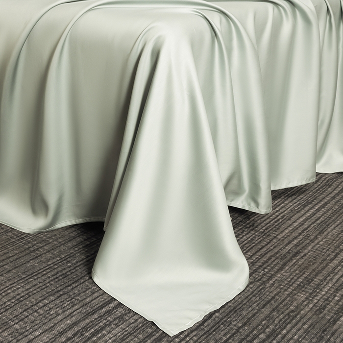 91家纺网 家纺一手货源 找家纺 慕梵家居 2026新款莱赛尔天丝纯色单床单床单单件 纱叶绿