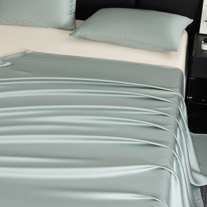 91家纺网 家纺一手货源 找家纺 慕梵家居 2026新款莱赛尔天丝纯色单床单床单单件 圣杯蓝