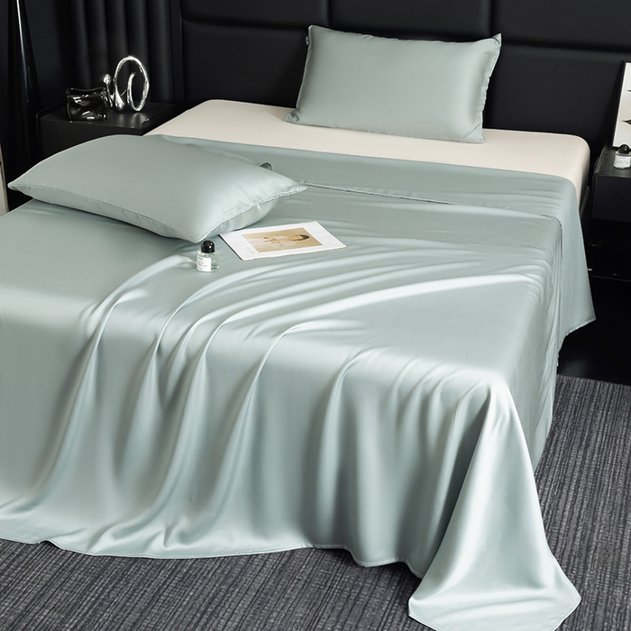 91家纺网 家纺一手货源 找家纺 慕梵家居 2026新款莱赛尔天丝纯色单床单床单单件 圣杯蓝