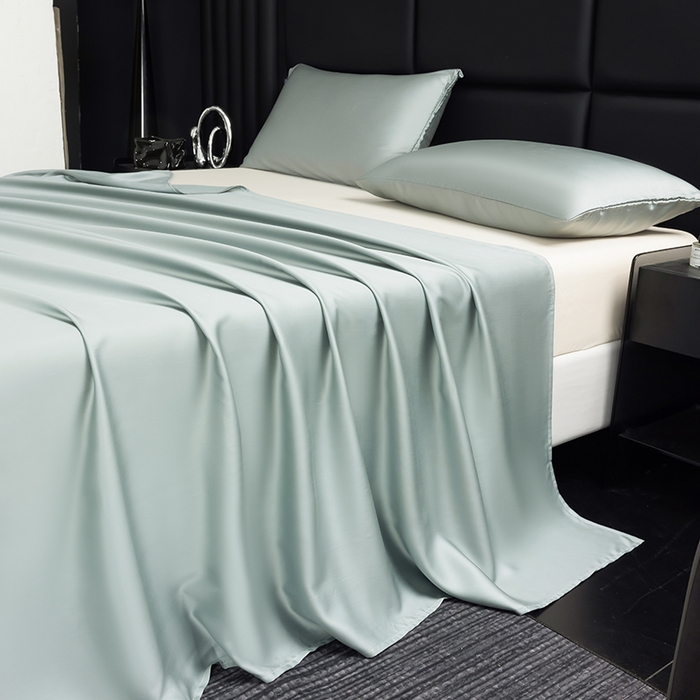 91家纺网 家纺一手货源 找家纺 慕梵家居 2026新款莱赛尔天丝纯色单床单床单单件 圣杯蓝