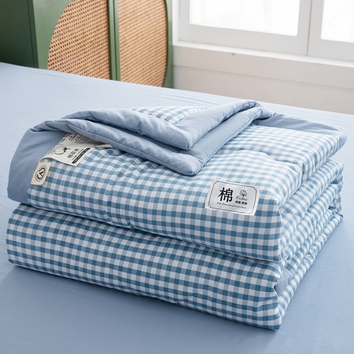 91家纺网 家纺一手货源 找家纺 梦莎被业 2026新款无印风棉花夏被夏凉被空调被 雅格蓝