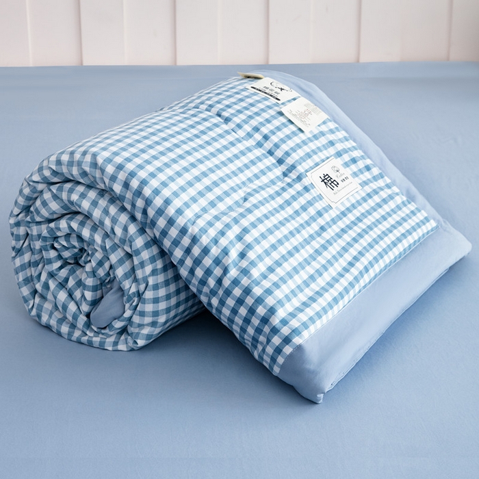 91家纺网 家纺一手货源 找家纺 梦莎被业 2026新款无印风棉花夏被夏凉被空调被 雅格蓝