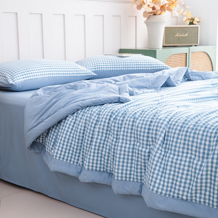 91家纺网 家纺一手货源 找家纺 梦莎被业 2026新款无印风棉花夏被夏凉被空调被 雅格蓝