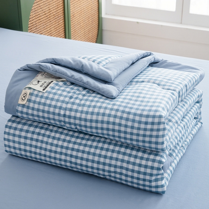 梦莎被业 2026新款无印风棉花夏被夏凉被空调被 雅格蓝