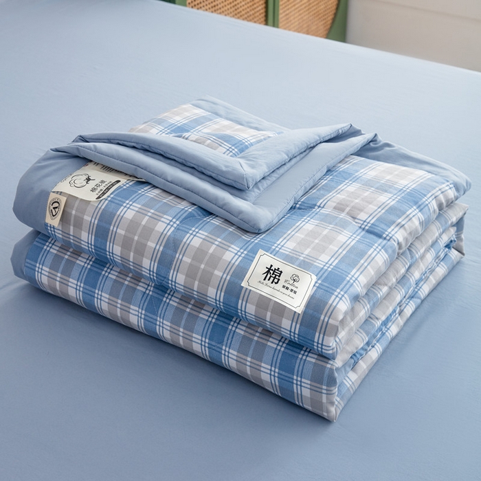 91家纺网 家纺一手货源 找家纺 梦莎被业 2026新款无印风棉花夏被夏凉被空调被 格调蓝