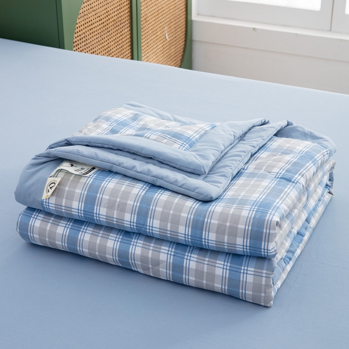 91家纺网 家纺一手货源 找家纺 梦莎被业 2026新款无印风棉花夏被夏凉被空调被 格调蓝