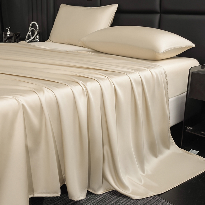 91家纺网 家纺一手货源 找家纺 慕梵家居 2026新款莱赛尔天丝纯色单床单床单单件 月光石