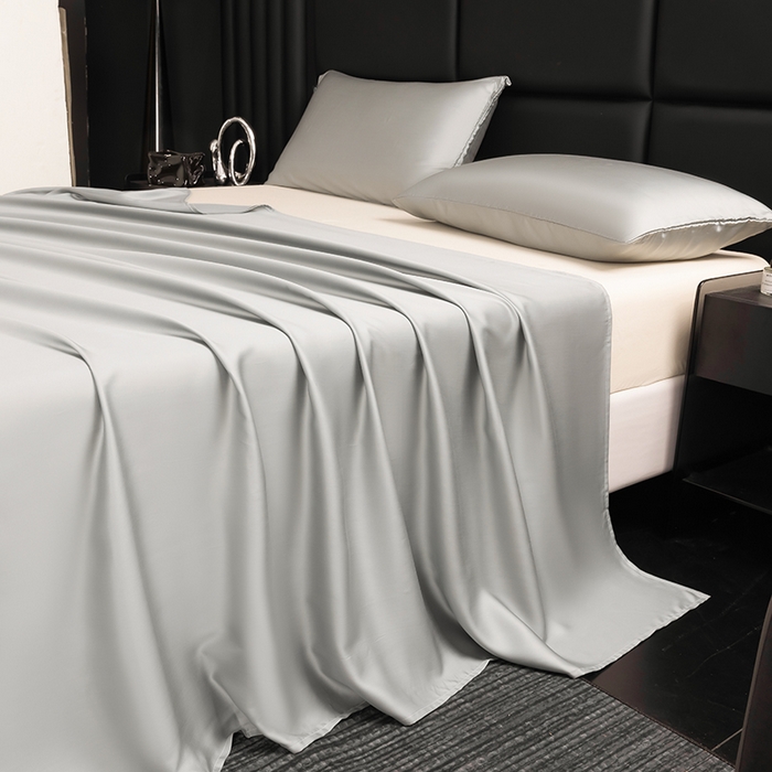 91家纺网 家纺一手货源 找家纺 慕梵家居 2026新款莱赛尔天丝纯色单床单床单单件 云氧灰