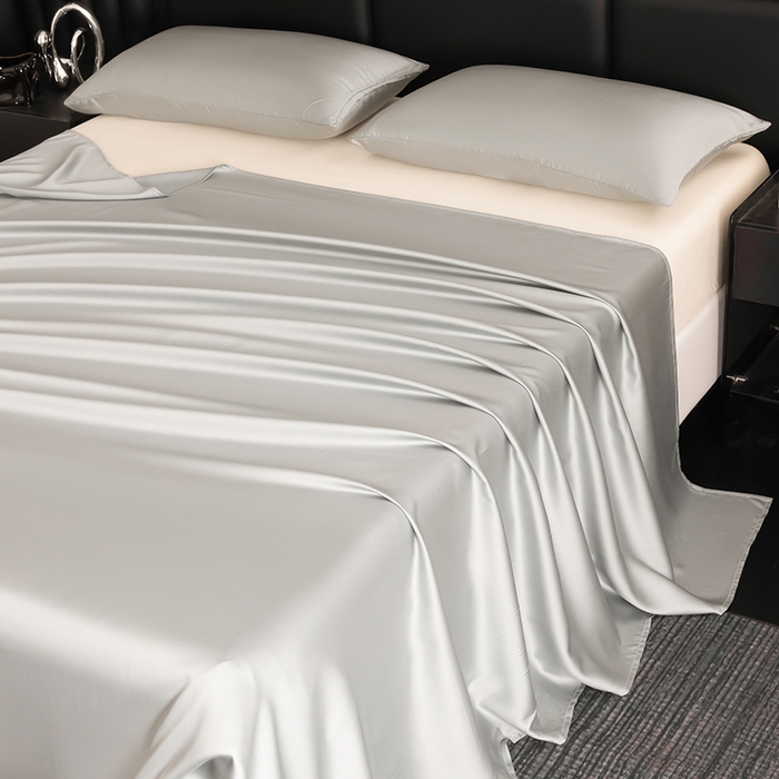 91家纺网 家纺一手货源 找家纺 慕梵家居 2026新款莱赛尔天丝纯色单床单床单单件 云氧灰