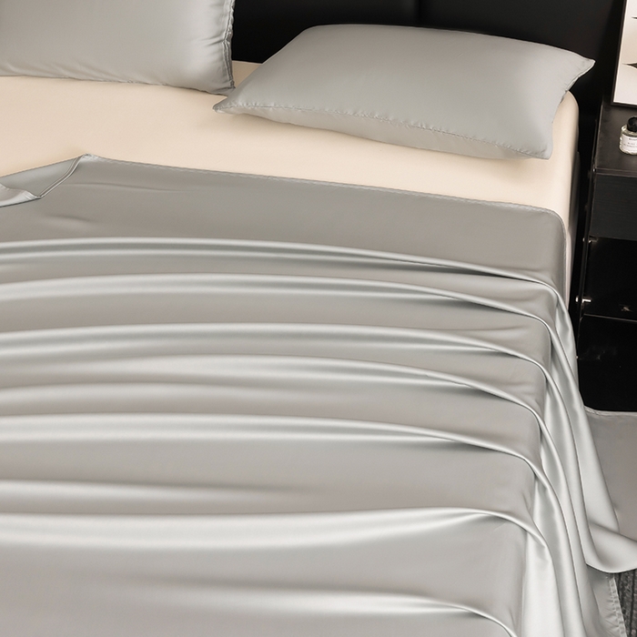 91家纺网 家纺一手货源 找家纺 慕梵家居 2026新款莱赛尔天丝纯色单床单床单单件 云氧灰