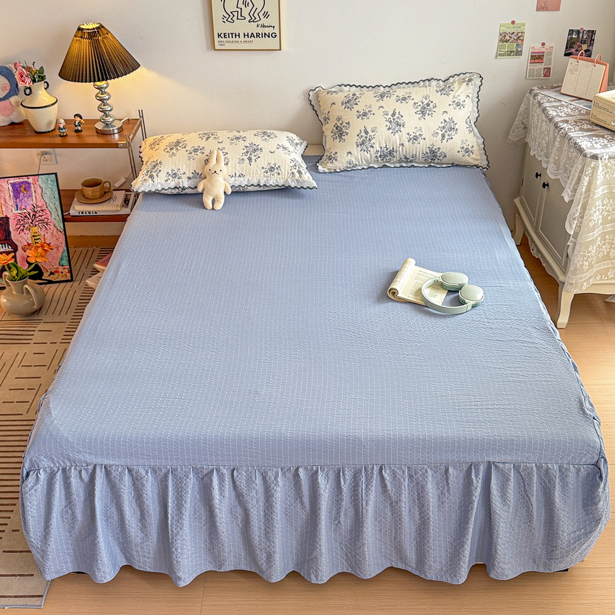 91家纺网 家纺一手货源 找家纺 富米莱（原臻工厂） 2026春夏新款云感泡芙棉复古法式花边床盖床裙被套夏凉被四件套一小红书推荐 复古花边-江南烟雨