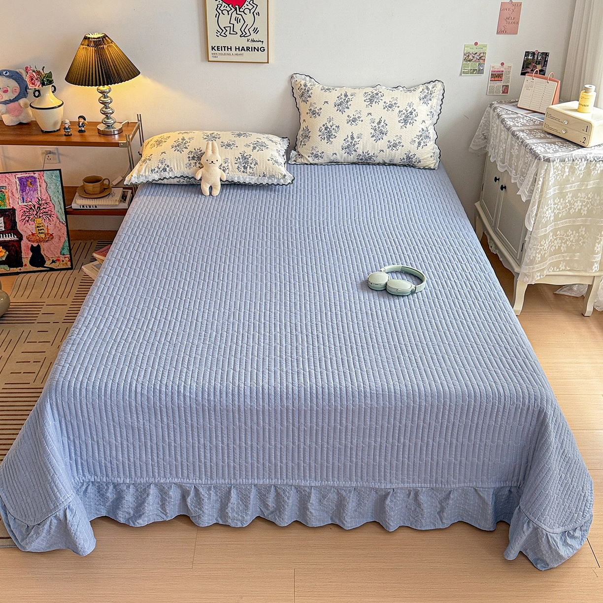 91家纺网 家纺一手货源 找家纺 富米莱（原臻工厂） 2026春夏新款云感泡芙棉复古法式花边床盖床裙被套夏凉被四件套一小红书推荐 复古花边-江南烟雨