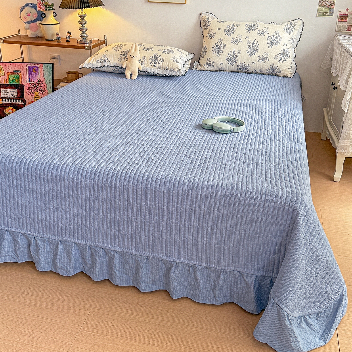 91家纺网 家纺一手货源 找家纺 富米莱（原臻工厂） 2026春夏新款云感泡芙棉复古法式花边床盖床裙被套夏凉被四件套一小红书推荐 复古花边-江南烟雨