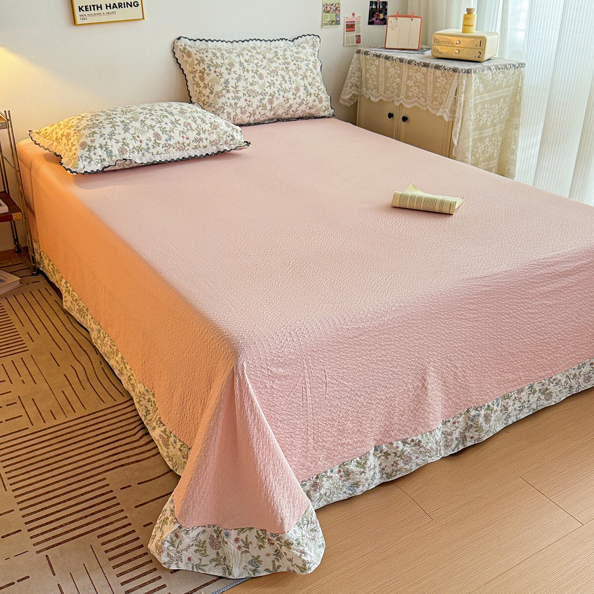 91家纺网 家纺一手货源 找家纺 富米莱（原臻工厂） 2026春夏新款云感泡芙棉复古法式花边床盖床裙被套夏凉被四件套一小红书推荐 复古花边-莓果庄园