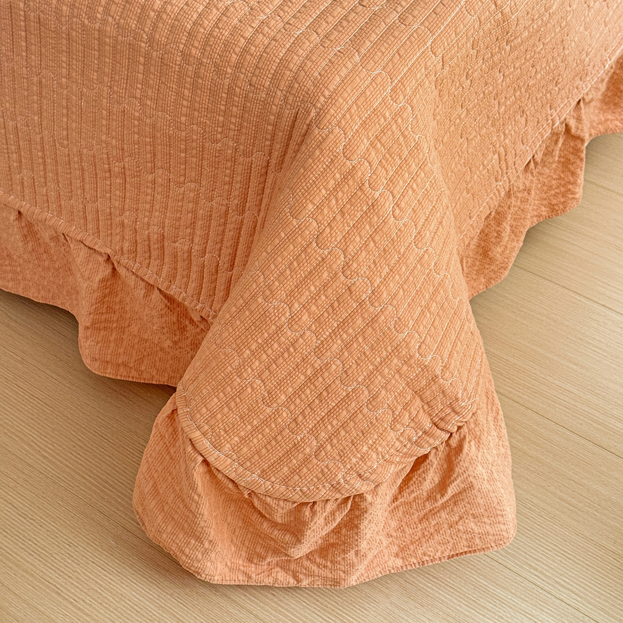 91家纺网 家纺一手货源 找家纺 富米莱（原臻工厂） 2026春夏新款云感泡芙棉复古法式花边床盖床裙被套夏凉被四件套一小红书推荐 复古花边-秋日果园