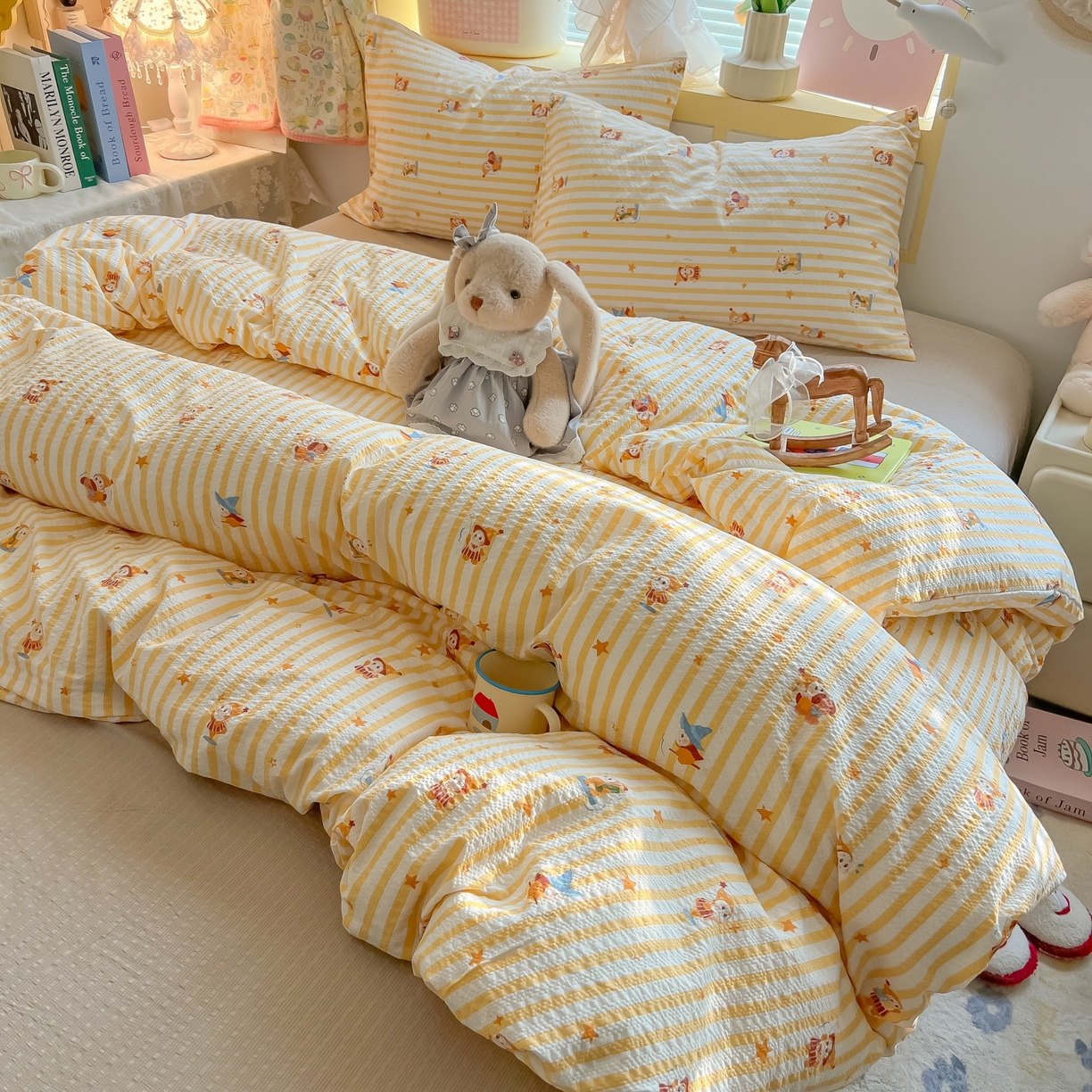 91家纺网 家纺一手货源 找家纺 韩巢家纺 2026新款泡芙纱四件套 魔法星星