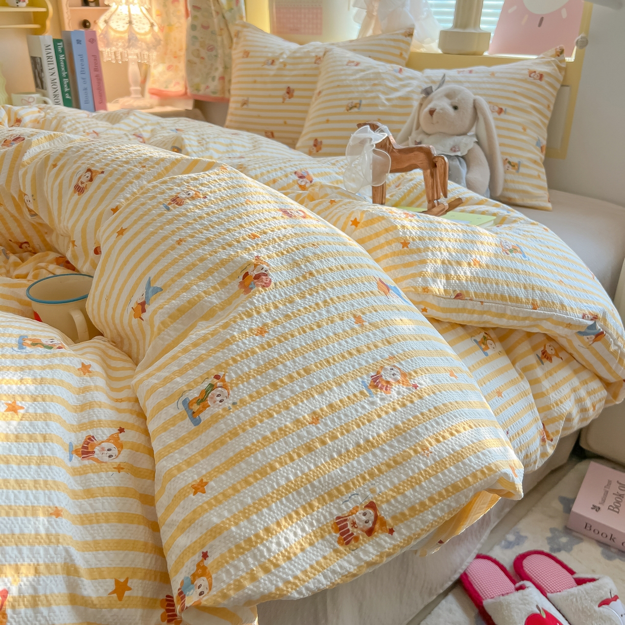 91家纺网 家纺一手货源 找家纺 韩巢家纺 2026新款泡芙纱四件套 魔法星星