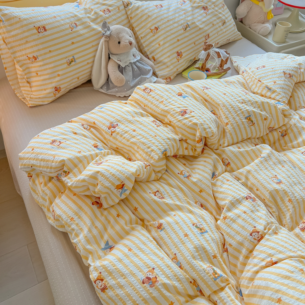 91家纺网 家纺一手货源 找家纺 韩巢家纺 2026新款泡芙纱四件套 魔法星星