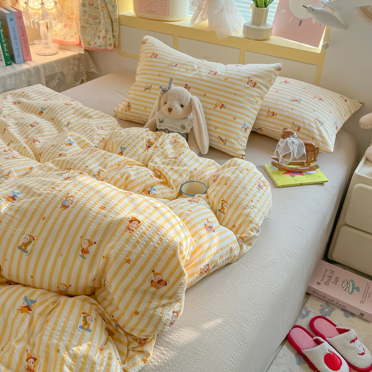 91家纺网 家纺一手货源 找家纺 韩巢家纺 2026新款泡芙纱四件套 魔法星星