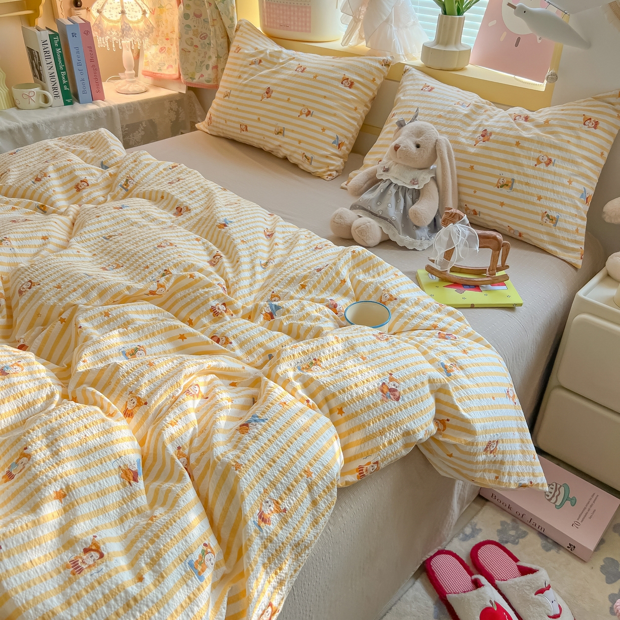 91家纺网 家纺一手货源 找家纺 韩巢家纺 2026新款泡芙纱四件套 魔法星星